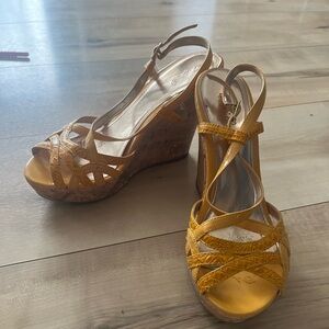Yellow wedge sandals
